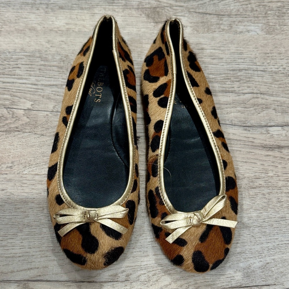 Talbots Leopard Print Ballet Flats calf fur